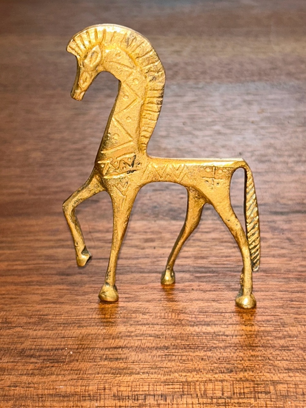 MCM Frederic Weinberg Style Brass Or Bronze Etruscan Greek Horse Sculpture 4.25"